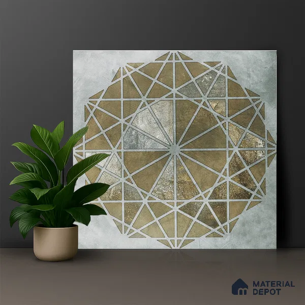 Moroccan Wall & Floor Tile TL 00890 B Liner Grey Decor 2 ft x 2 ft Carving Matte Finish Vitrified Tile - 9 mm | Suitable For Kitchen, Bathroom, Dining Area | Please Expect a Slight Variation of Pattern (Sample)