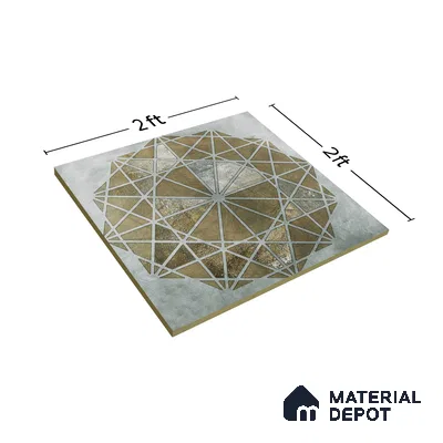 Moroccan Wall & Floor Tile TL 00890 B Liner Grey Decor 2 ft x 2 ft Carving Matte Finish Vitrified Tile - 9 mm | Suitable For Kitchen, Bathroom, Dining Area | Please Expect a Slight Variation of Pattern (Sample)
