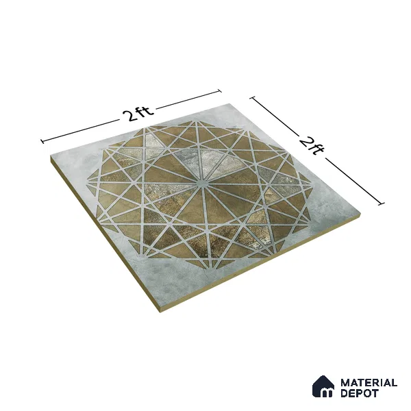 Moroccan Wall & Floor Tile TL 00890 B Liner Grey Decor 2 ft x 2 ft Carving Matte Finish Vitrified Tile - 9 mm | Suitable For Kitchen, Bathroom, Dining Area | Please Expect a Slight Variation of Pattern (Sample)