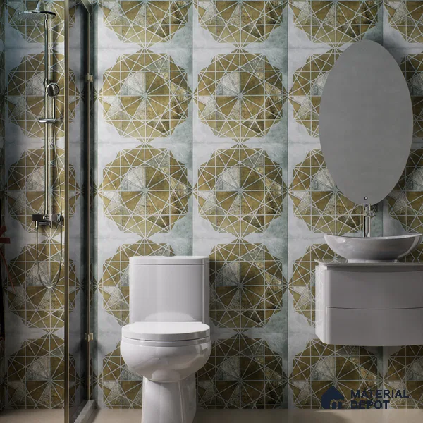 Moroccan Wall & Floor Tile TL 00890 B Liner Grey Decor 2 ft x 2 ft Carving Matte Finish Vitrified Tile - 9 mm | Suitable For Kitchen, Bathroom, Dining Area | Please Expect a Slight Variation of Pattern (Sample)