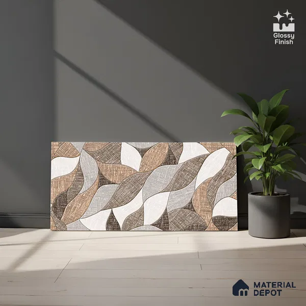 Highlighter Wall Tile TL 02453 B Grey Silver 2 ft x 1 ft Glossy Finish Ceramic Tile - 6 mm | Suitable For Kitchen, Bathroom & Accent/Feature Wall