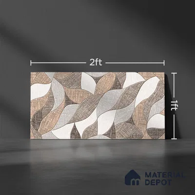 Highlighter Wall Tile TL 02453 B Grey Silver 2 ft x 1 ft Glossy Finish Ceramic Tile - 6 mm | Suitable For Kitchen, Bathroom & Accent/Feature Wall