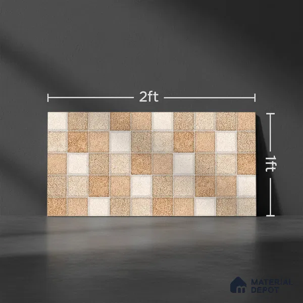 TL 02456 B Earth Brown Highlighter 2 ft x 1 ft Glossy Finish Ceramic Wall Tile - 6 mm (Sample)