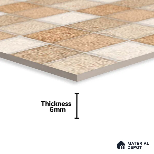 TL 02456 B Earth Brown Highlighter 2 ft x 1 ft Glossy Finish Ceramic Wall Tile - 6 mm (Sample)