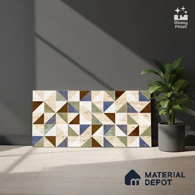 Patterned Wall Tile TL 02465 C Cream Alabaster Highlighter 2 ft x 1 ft Glossy Finish Ceramic Tile - 6 mm | Please Expect a Slight Variation of Pattern (Sample)