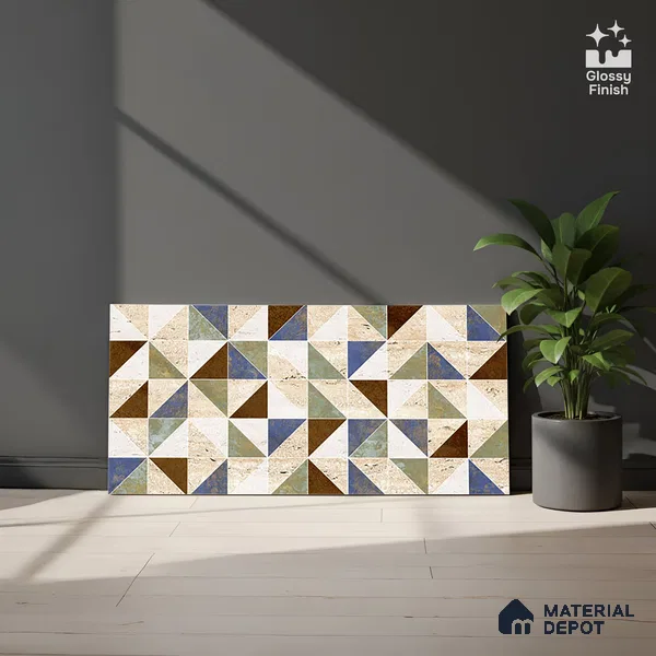 Patterned Wall Tile TL 02465 C Cream Alabaster Highlighter 2 ft x 1 ft Glossy Finish Ceramic Tile - 6 mm | Please Expect a Slight Variation of Pattern (Sample)