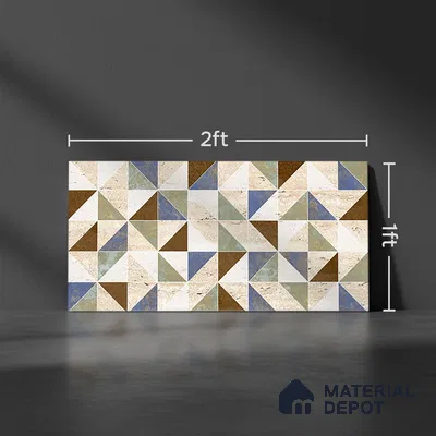 Patterned Wall Tile TL 02465 C Cream Alabaster Highlighter 2 ft x 1 ft Glossy Finish Ceramic Tile - 6 mm | Please Expect a Slight Variation of Pattern (Sample)
