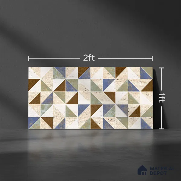 Patterned Wall Tile TL 02465 C Cream Alabaster Highlighter 2 ft x 1 ft Glossy Finish Ceramic Tile - 6 mm | Please Expect a Slight Variation of Pattern (Sample)