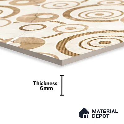 TL 02454 B Brown Champagne Highlighter 2 ft x 1 ft Glossy Finish Ceramic Wall Tile - 6 mm (Sample)