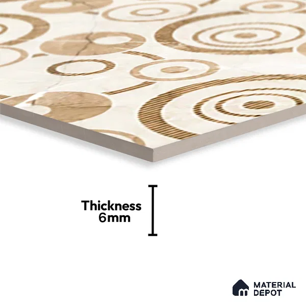 TL 02454 B Brown Champagne Highlighter 2 ft x 1 ft Glossy Finish Ceramic Wall Tile - 6 mm (Sample)