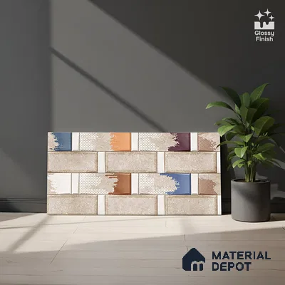 Highlighter Wall Tile TL 02462 B Brown Dun 2 ft x 1 ft Glossy Finish Ceramic Tile - 6 mm | Suitable For Kitchen, Bathroom & Accent/Feature Wall