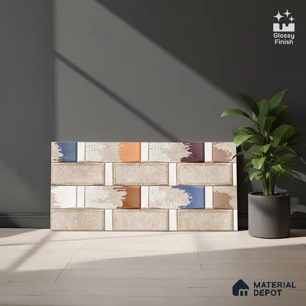 Highlighter Wall Tile TL 02462 B Brown Dun 2 ft x 1 ft Glossy Finish Ceramic Tile - 6 mm | Suitable For Kitchen, Bathroom & Accent/Feature Wall