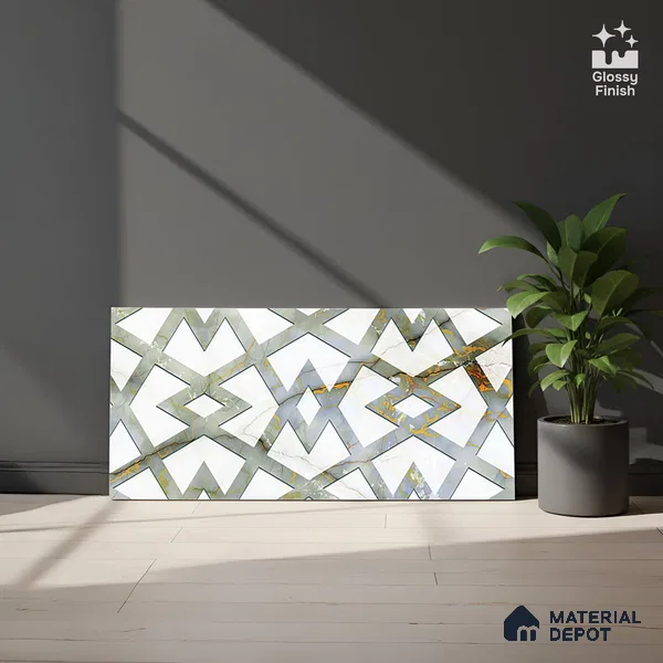 TL 02460 B White Anti Flash White Highlighter 2 ft x 1 ft Glossy Finish Ceramic Wall Tile - 6 mm (Sample)