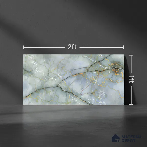 TL 02460 C Ash Grey Dark 2 ft x 1 ft Glossy Finish Ceramic Wall Tile - 6 mm (Sample)