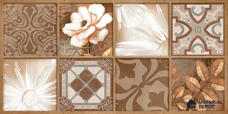 TL 02463 B Brown Raw umber Highlighter 2 ft x 1 ft Glossy Finish Ceramic Wall Tile - 6 mm (Sample)