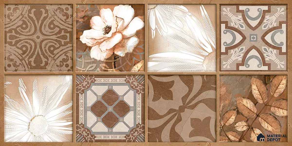 TL 02463 B Brown Raw umber Highlighter 2 ft x 1 ft Glossy Finish Ceramic Wall Tile - 6 mm (Sample)