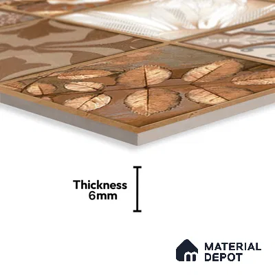 TL 02463 B Brown Raw umber Highlighter 2 ft x 1 ft Glossy Finish Ceramic Wall Tile - 6 mm (Sample)