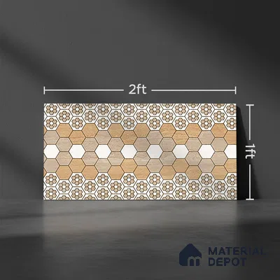 TL 02455 B Brown Tan Highlighter 2 ft x 1 ft Glossy Finish Ceramic Wall Tile - 6 mm (Sample)