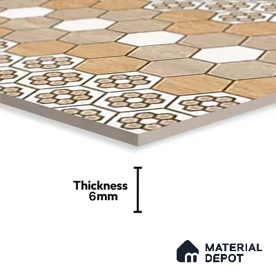 TL 02455 B Brown Tan Highlighter 2 ft x 1 ft Glossy Finish Ceramic Wall Tile - 6 mm (Sample)