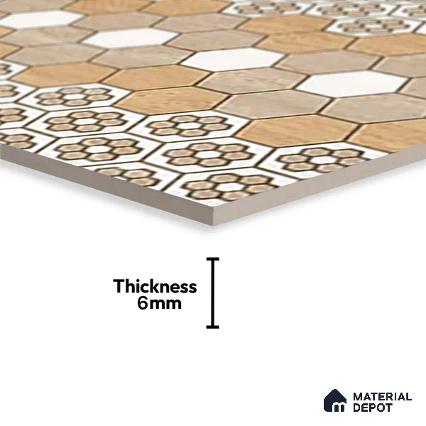 TL 02455 B Brown Tan Highlighter 2 ft x 1 ft Glossy Finish Ceramic Wall Tile - 6 mm (Sample)