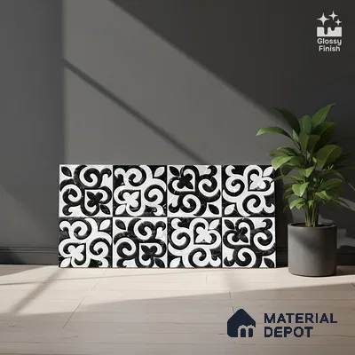 TL 02457 B Snowflake White Highlighter 2 ft x 1 ft Glossy Finish Ceramic Wall Tile - 6 mm (Sample)