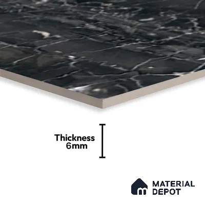 TL 02457 C Black Dark 2 ft x 1 ft Glossy Finish Ceramic Wall Tile - 6 mm