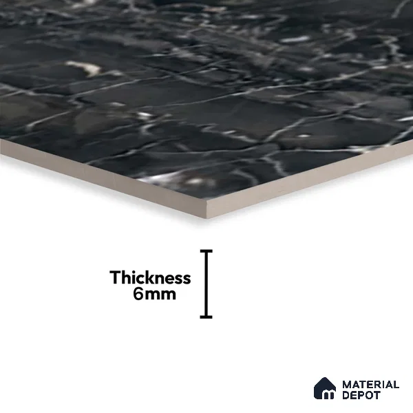 TL 02457 C Black Dark 2 ft x 1 ft Glossy Finish Ceramic Wall Tile - 6 mm