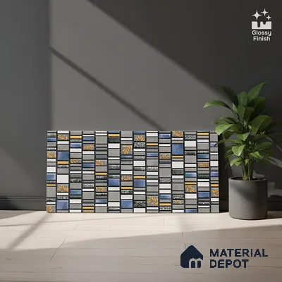 Highlighter Wall Tile TL 02459 B Light Grey Quartz 2 ft x 1 ft Glossy Finish Ceramic Tile - 6 mm | Suitable For Kitchen, Bathroom & Accent/Feature Wall