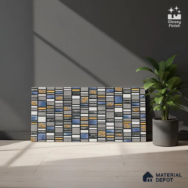Highlighter Wall Tile TL 02459 B Light Grey Quartz 2 ft x 1 ft Glossy Finish Ceramic Tile - 6 mm | Suitable For Kitchen, Bathroom & Accent/Feature Wall