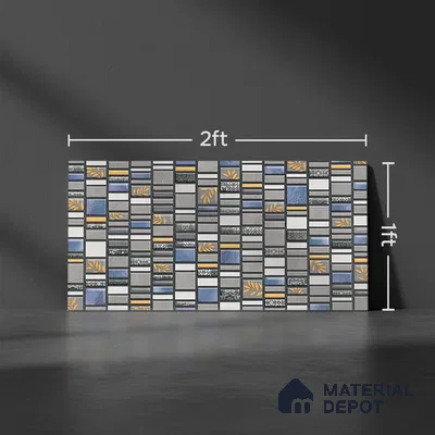 Highlighter Wall Tile TL 02459 B Light Grey Quartz 2 ft x 1 ft Glossy Finish Ceramic Tile - 6 mm | Suitable For Kitchen, Bathroom & Accent/Feature Wall