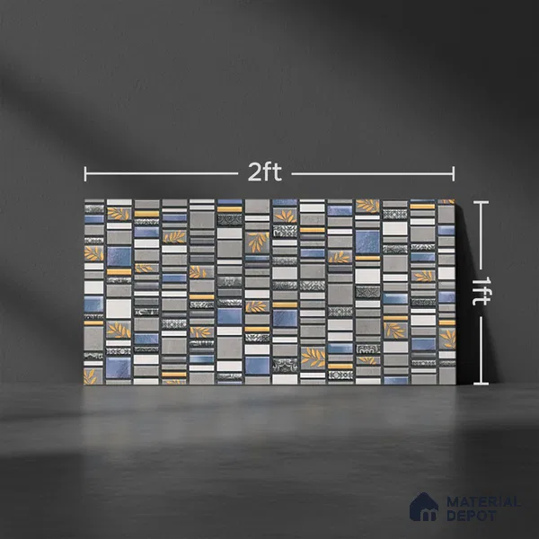 Highlighter Wall Tile TL 02459 B Light Grey Quartz 2 ft x 1 ft Glossy Finish Ceramic Tile - 6 mm | Suitable For Kitchen, Bathroom & Accent/Feature Wall