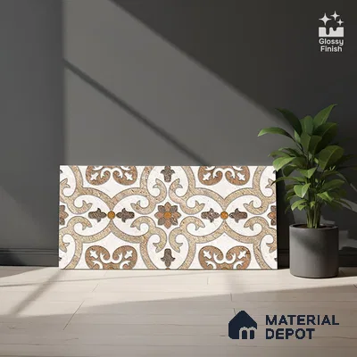 Highlighter Wall Tile TL 02418 B Brown Almond Highlighter 2 ft x 1 ft Glossy Finish Ceramic Tile - 6 mm | Suitable For Kitchen, Bathroom & Accent/Feature Wall