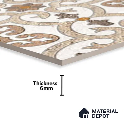 Highlighter Wall Tile TL 02418 B Brown Almond Highlighter 2 ft x 1 ft Glossy Finish Ceramic Tile - 6 mm | Suitable For Kitchen, Bathroom & Accent/Feature Wall