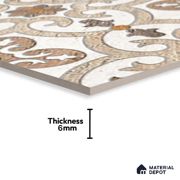 Highlighter Wall Tile TL 02418 B Brown Almond Highlighter 2 ft x 1 ft Glossy Finish Ceramic Tile - 6 mm | Suitable For Kitchen, Bathroom & Accent/Feature Wall