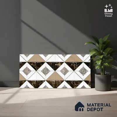 TL 02464 B White Isabelline Highlighter 2 ft x 1 ft Glossy Finish Ceramic Wall Tile - 6 mm (Sample)