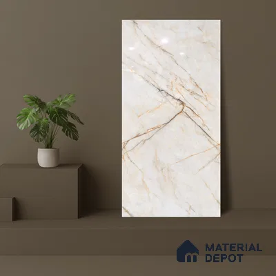Budget Friendly Marble Floor & Wall Tile Value For Money TL 05576 Bianco Lizent 4 ft x 2 ft - Vitrified Glossy Finish -9 mm | 4 Random Design | Suitable for Living Room, Bedroom & Bathroom