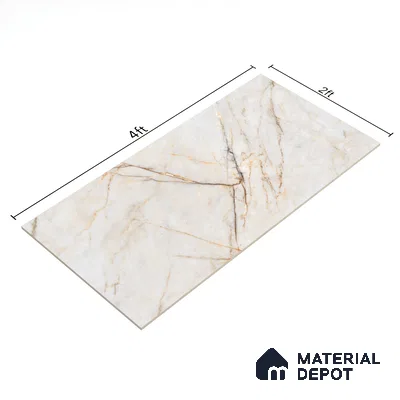 Budget Friendly Marble Floor & Wall Tile Value For Money TL 05576 Bianco Lizent 4 ft x 2 ft - Vitrified Glossy Finish -9 mm | 4 Random Design | Suitable for Living Room, Bedroom & Bathroom