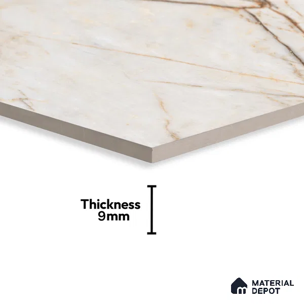 Budget Friendly Marble Floor & Wall Tile Value For Money TL 05576 Bianco Lizent 4 ft x 2 ft - Vitrified Glossy Finish -9 mm | 4 Random Design | Suitable for Living Room, Bedroom & Bathroom