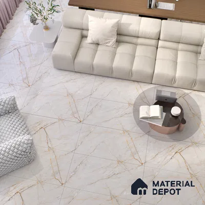 Budget Friendly Marble Floor & Wall Tile Value For Money TL 05576 Bianco Lizent 4 ft x 2 ft - Vitrified Glossy Finish -9 mm | 4 Random Design | Suitable for Living Room, Bedroom & Bathroom