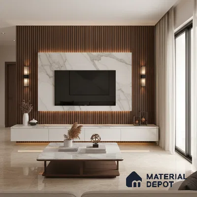 Ferrero 1B 0717 White Bianco 8 ft x 4 ft Marble Series High Gloss Finish Acrylic Laminate - 1.5 mm (LM 01109) | Matching Edgeband Code - 717 |  Suitable for TV Unit, Wardrobe, Kitchen Cabinets