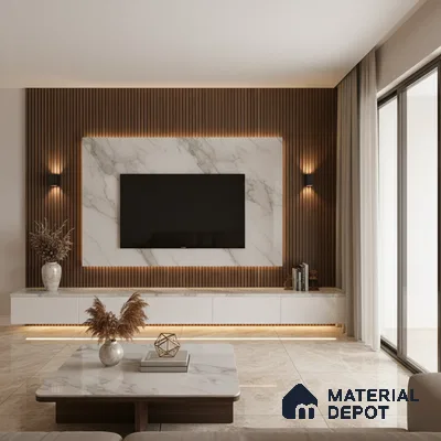 Ferrero 1B 0724 Copper Mist 8 ft x 4 ft Lazer Marble Series High Gloss Finish Acrylic Laminate - 1.5 mm (LM 01114) | Matching Edgeband Code - 724 |  Suitable for TV Unit, Wardrobe, Kitchen Cabinets