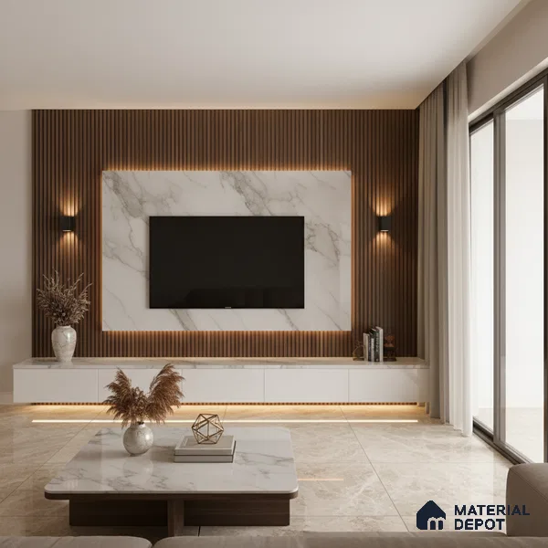 Ferrero 1B 0724 Copper Mist 8 ft x 4 ft Lazer Marble Series High Gloss Finish Acrylic Laminate - 1.5 mm (LM 01114) | Matching Edgeband Code - 724 |  Suitable for TV Unit, Wardrobe, Kitchen Cabinets