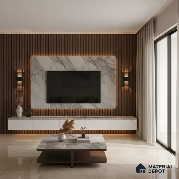 Ferrero 1B 0726 Copper Veil 8 ft x 4 ft Lazer Marble Series High Gloss Finish Acrylic Laminate - 1.5 mm (LM 01116) | Matching Edgeband Code - 726 |  Suitable for TV Unit, Wardrobe, Kitchen Cabinets