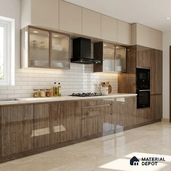 Wooden Look 719 8 ft x 4 ft Wooden Series High Gloss Finish Acrylic Laminate - 1.5 mm | Suitable for TV Unit, Wardrobe, Kitchen Cabinets
