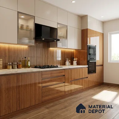 Wooden Look 714 8 ft x 4 ft Wooden Series High Gloss Finish Acrylic Laminate - 1.5 mm | Suitable for TV Unit, Wardrobe, Kitchen Cabinets