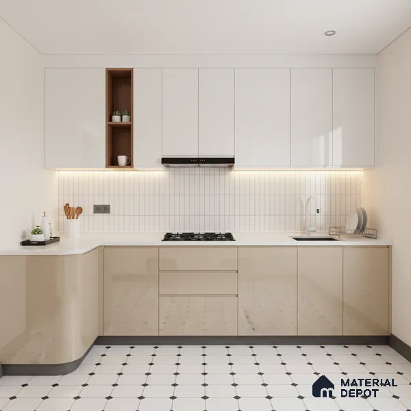 Ferrero 1B 0841 Sandstone Beige 8 ft x 4 ft Solid Series High Gloss Finish Acrylic Laminate - 1.5 mm (LM 01137) | Matching Edgeband Code - 841 | Suitable for Kitchen Cabinets, Study Areas, Wardrobe