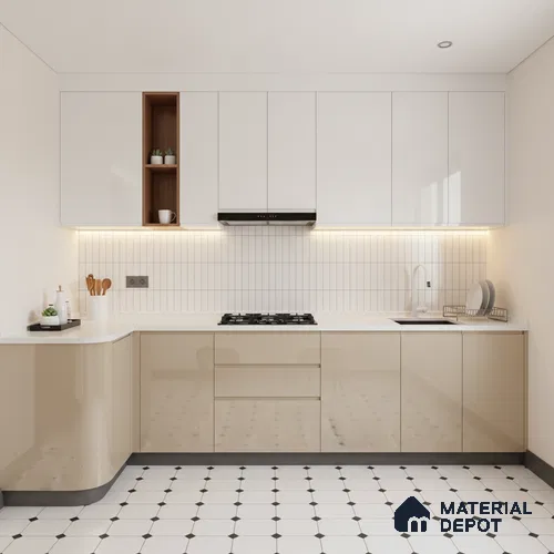 Ferrero 1B 0841 Sandstone Beige 8 ft x 4 ft Solid Series High Gloss Finish Acrylic Laminate - 1.5 mm (LM 01137) | Matching Edgeband Code - 841 | Suitable for Kitchen Cabinets, Study Areas, Wardrobe