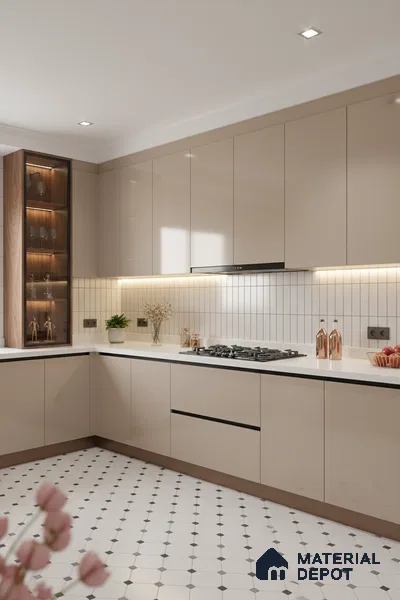 Ferrero 1B 0841 Sandstone Beige 8 ft x 4 ft Solid Series High Gloss Finish Acrylic Laminate - 1.5 mm (LM 01137) | Matching Edgeband Code - 841 | Suitable for Kitchen Cabinets, Study Areas, Wardrobe