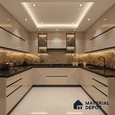 Ferrero 1B 0841 Sandstone Beige 8 ft x 4 ft Solid Series High Gloss Finish Acrylic Laminate - 1.5 mm (LM 01137) | Matching Edgeband Code - 841 | Suitable for Kitchen Cabinets, Study Areas, Wardrobe