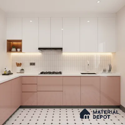 Ferrero 1B 0844 Dusky Blush 8 ft x 4 ft Solid Series High Gloss Finish Acrylic Laminate - 1.5 mm (LM 01140) | Matching Edgeband Code - 844 | Suitable for Kitchen Cabinets, Study Areas, Wardrobe